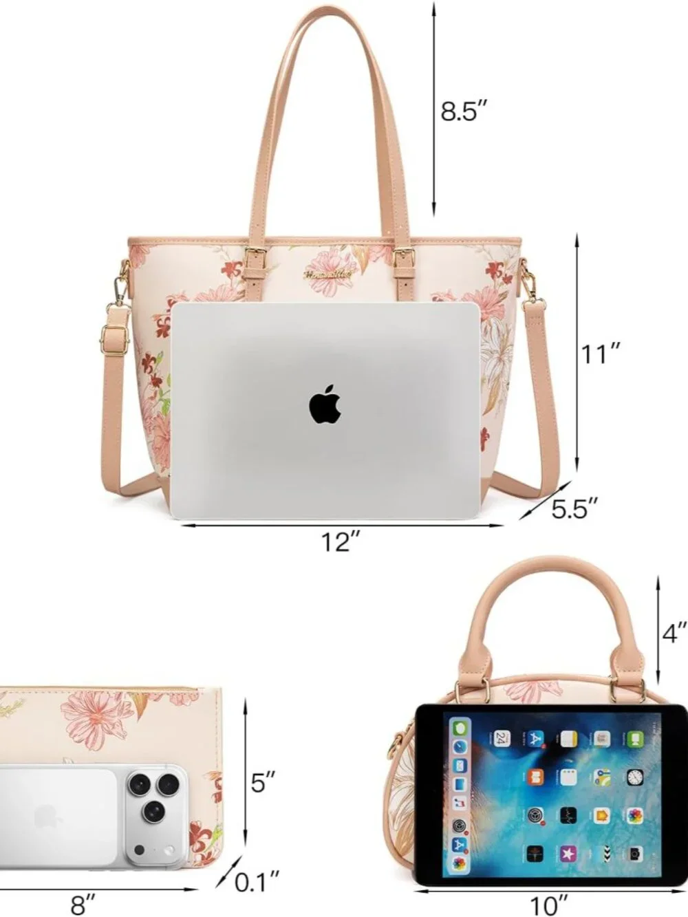 Purses for Women 3PCS Set Large Work Tote Bag with Crossbody Bag and Wallet